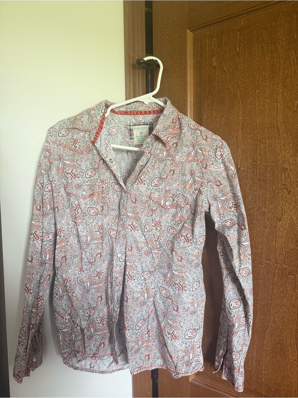 Classic Paisley Button-Down Shirt - White & Coral